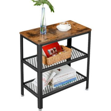 Songmics Bočni stolić 60x30x60 cm smeđa s prostorom za pohranu