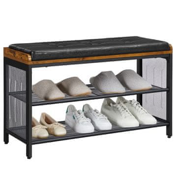 Songmics Klupa za cipele 80x30x48 cm smeđa crna
