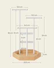 Songmics Stalak za izlaganje nakita 205x18x36 cm bijela