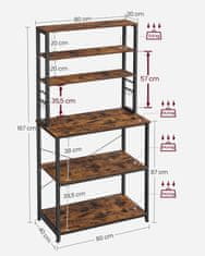 Songmics Kuhinjska polica 40x80x167 cm smeđa
