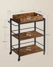Songmics Kuhinjski kolica 72x40x86 cm smeđa