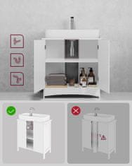 Songmics Ormarić za pohranu ispod sudopera 60x30x60 cm bijela