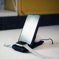 Ksix bežični punjač 3u1 15 W, brzo punjenje, Za Qi pametne telefone i Apple sat