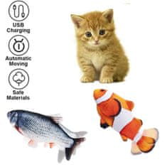Nikcorp Igračka za mačke riba, električna interaktivna pokretna plišana igračka s mačjom metvicom, USB punjiva, periva, realistična simulacija ribe