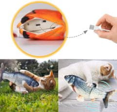 Nikcorp Igračka za mačke riba, električna interaktivna pokretna plišana igračka s mačjom metvicom, USB punjiva, periva, realistična simulacija ribe