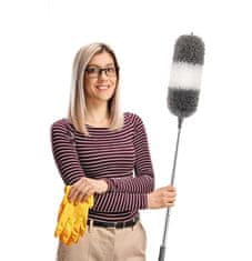 Nikcorp Teleskopski praško od mikrofibre za čišćenje do 245 cm, savitljiva glava, šipka od nehrđajućeg čelika, sivo-bijeli