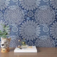Nikcorp Samoljepljiva tapeta mandala, tamnoplava, 44,5 cm x 7 m, vodootporna vinilna folija za uređenje zidova i namještaja