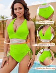 Nikcorp Jednodijelni kupaći kostim ženski za oblikovanje trbuha, push-up efekt mršavljenja, podesive naramenice, neon zeleni, XXL