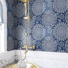 Nikcorp Samoljepljiva tapeta mandala, tamnoplava, 44,5 cm x 7 m, vodootporna vinilna folija za uređenje zidova i namještaja