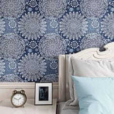 Nikcorp Samoljepljiva tapeta mandala, tamnoplava, 44,5 cm x 7 m, vodootporna vinilna folija za uređenje zidova i namještaja