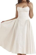 Nikcorp Duga ženska ljetna haljina na naramenice s džepovima, lagani A-kroj za plažu i svečane prigode, prozračna, bijela boja, veličina M