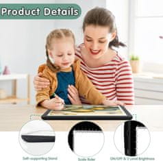 Nikcorp Svjetleća ploča za crtanje A4 LED, punjiva baterija, 5 razina svjetline, za dijamantni vez, skiciranje, USB, prijenosna konstrukcija