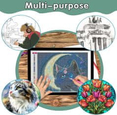 Nikcorp Svjetleća ploča za crtanje A4 LED, punjiva baterija, 5 razina svjetline, za dijamantni vez, skiciranje, USB, prijenosna konstrukcija