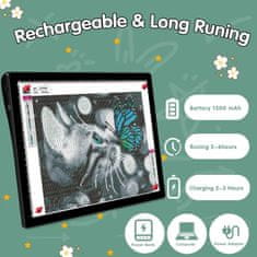 Nikcorp Svjetleća ploča za crtanje A4 LED, punjiva baterija, 5 razina svjetline, za dijamantni vez, skiciranje, USB, prijenosna konstrukcija