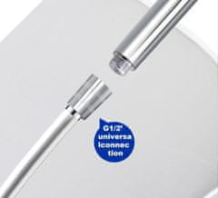 Nikcorp Tuš crijevo 150 cm, fleksibilno, glatko, srebrno, protiv uvrtanja, ojačano, 360° rotacija, PVC i nehrđajući čelik, standardni G 1/2" navoj