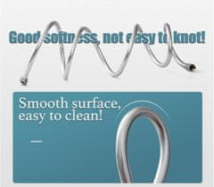 Nikcorp Tuš crijevo 150 cm, fleksibilno, glatko, srebrno, protiv uvrtanja, ojačano, 360° rotacija, PVC i nehrđajući čelik, standardni G 1/2" navoj