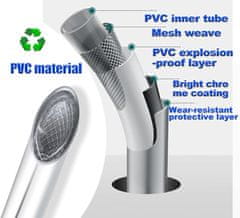 Nikcorp Tuš crijevo 150 cm, fleksibilno, glatko, srebrno, protiv uvrtanja, ojačano, 360° rotacija, PVC i nehrđajući čelik, standardni G 1/2" navoj