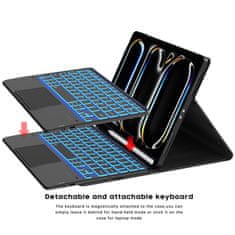 Nikcorp Torbica s tipkovnicom za iPad Pro 11 M4 (2024), osvijetljena, touchpad, QWERTZ, odvojiva bežična tipkovnica, crna, zaštitni omot od PU kože