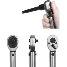 Nikcorp Moment ključ profesionalni 1/2", 25-220 Nm, 440 mm, preciznost ±4%, s adapterom 3/8", produžetkom i kovčegom, čelik nikal-krom