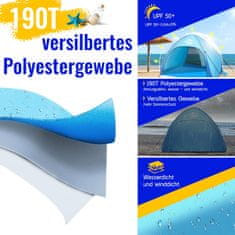 Nikcorp Pop-up šator za plažu za 4 osobe, automatsko rasklapanje, UV zaštita UPF 50+, dimenzije 240x200x135 cm, lagana prijenosna sjenica s ruksakom