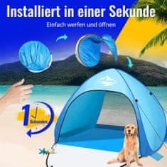 Nikcorp Pop-up šator za plažu za 4 osobe, automatsko rasklapanje, UV zaštita UPF 50+, dimenzije 240x200x135 cm, lagana prijenosna sjenica s ruksakom