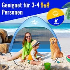 Nikcorp Pop-up šator za plažu za 4 osobe, automatsko rasklapanje, UV zaštita UPF 50+, dimenzije 240x200x135 cm, lagana prijenosna sjenica s ruksakom