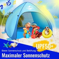 Nikcorp Pop-up šator za plažu za 4 osobe, automatsko rasklapanje, UV zaštita UPF 50+, dimenzije 240x200x135 cm, lagana prijenosna sjenica s ruksakom