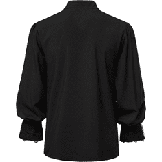 Nikcorp Muška srednjovjekovna piratska renesansna košulja, crna, veličina M, cosplay kostim s vezicom na ovratniku, udoban retro stil za maskenbal