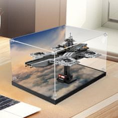 Nikcorp Akrilna vitrina za LEGO 76295 Avengers Helicarrier, zaštitno prozirno kućište s tematskom pozadinom, akril 3 mm, 22x28x39 cm