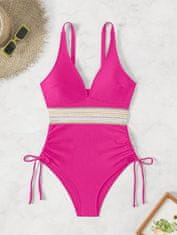 Nikcorp Jednodijelni kupaći kostim za oblikovanje trbuha s push-up efektom, efekt mršavljenja, jarko ružičasta boja, podesive naramenice, veličina S