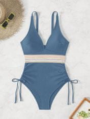 Nikcorp Jednodijelni kupaći kostim ženski za modeliranje trbuha, push-up grudnjak, podesive naramenice, efekt mršavljenja, V-izrez, plava boja, veličina M