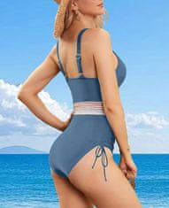 Nikcorp Jednodijelni kupaći kostim ženski za modeliranje trbuha, push-up grudnjak, podesive naramenice, efekt mršavljenja, V-izrez, plava boja, veličina M