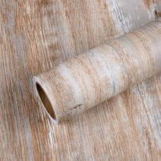 Nikcorp Samoljepljiva vinilna tapeta efekt drva smeđe-siva, vodootporna folija za renovaciju namještaja i kuhinje, 40x300 cm