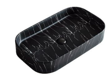 S6 Steklarstvo Šest UMIVAONIK crni mramor S6BW22, 65 × 38 × 11 cm