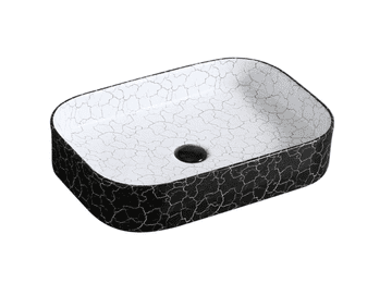 S6 Steklarstvo Šest UMIVAONIK mramor crno-bijeli S6BW12, 55 × 38 × 11 cm