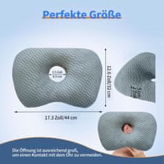 Nikcorp Ortopedski jastuk s rupom za uho od pamuka za spavanje na boku, ublažavanje bolova i dekubitusa, podesiv i periv, bijeli