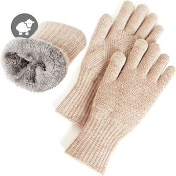 Nikcorp Ženske zimske termalne rukavice od merino vune i flisa, dvoslojne, s funkcijom za zaslon na dodir, tople i elegantne, univerzalne