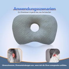 Nikcorp Ortopedski jastuk s rupom za uho od pamuka za spavanje na boku, ublažavanje bolova i dekubitusa, podesiv i periv, bijeli