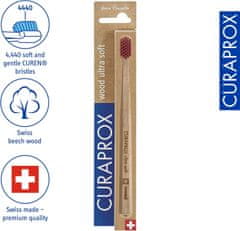 Nikcorp Četkica za zube Curaprox CS Wood, ultra mekana, 4440 vlakana, biorazgradiva drvena drška od bukve, crvena (Bordeaux Red)