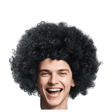 Nikcorp Afro perika crna za kostim, disco i klauna, guste kovrče od sintetičkih vlakana, univerzalna veličina za karneval i zabave