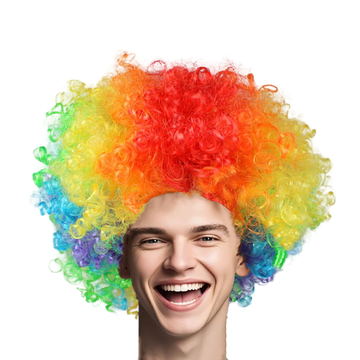 Nikcorp Afro perika šarena s gustim kovrčama za kostim klauna i disco party, univerzalna veličina, kvalitetna sintetička vlakna