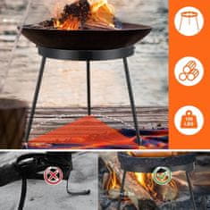 Nikcorp Stalak za kotlić i lonac, čelični tronožac za vatru, sklopivi držač za kamping i roštilj, crni, 34,5 x 25 cm