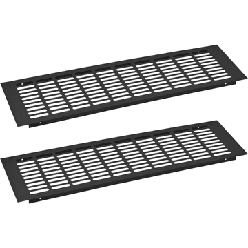 Nikcorp Ventilacijska rešetka za namještaj, aluminijska, crna mat, 50x15 cm, set 2 komada, za ormare i kuhinjske elemente