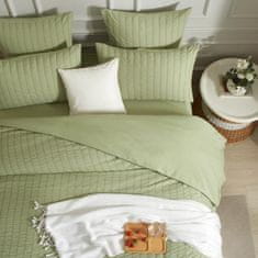 Nikcorp Posteljina od mikrovlakana 220x240 cm, seersucker struktura, dvostrana s patentnim zatvaračem, 3-dijelni set, kadulja zelena boja