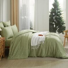 Nikcorp Posteljina od mikrovlakana 220x240 cm, seersucker struktura, dvostrana s patentnim zatvaračem, 3-dijelni set, kadulja zelena boja
