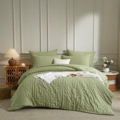 Nikcorp Posteljina od mikrovlakana 220x240 cm, seersucker struktura, dvostrana s patentnim zatvaračem, 3-dijelni set, kadulja zelena boja