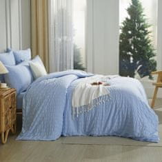 Nikcorp Posteljina 200x200 cm Seersucker svjetloplava, dvostrana navlaka od mikrovlakana s patentnim zatvaračem, 3-dijelni set