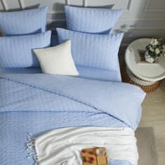 Nikcorp Posteljina 200x200 cm Seersucker svjetloplava, dvostrana navlaka od mikrovlakana s patentnim zatvaračem, 3-dijelni set