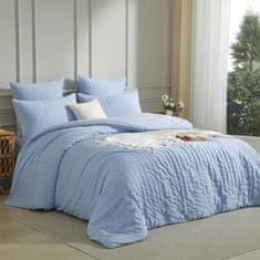 Nikcorp Posteljina 200x200 cm Seersucker svjetloplava, dvostrana navlaka od mikrovlakana s patentnim zatvaračem, 3-dijelni set