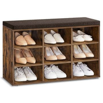 Songmics Klupa za cipele 785x303x48 cm smeđa s prostorom za pohranu